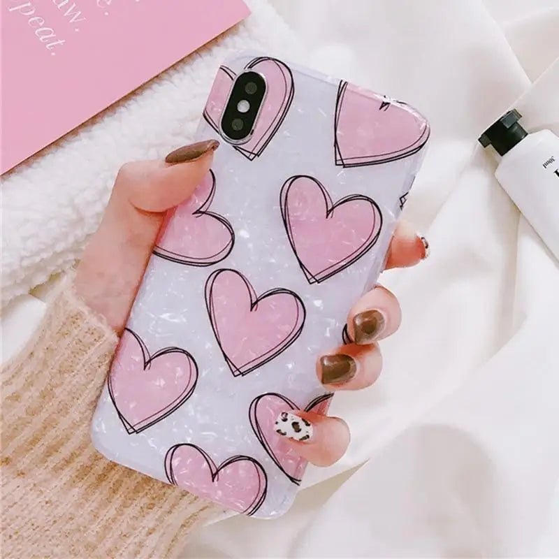 Shimmering Pink and White Heart iPhone Case Available - Cosparty