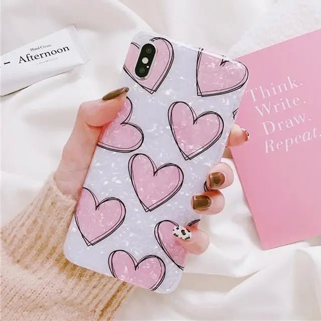 Shimmering Pink and White Heart iPhone Case Available - Cosparty