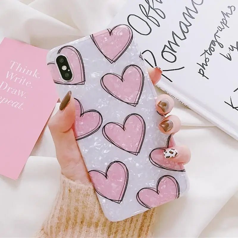 Shimmering Pink and White Heart iPhone Case Available - Cosparty