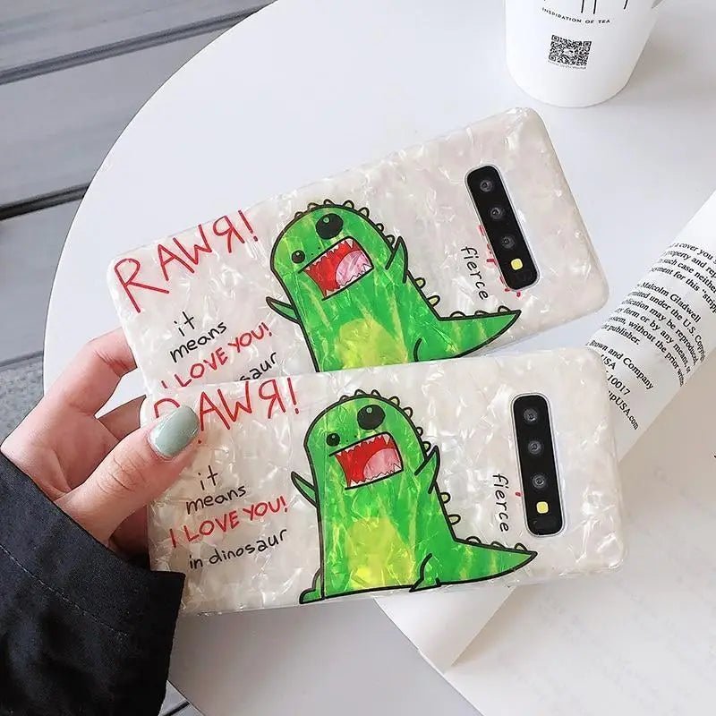Shimmering RAWR Dinosaur Android Phone Case with Holographic Design - Cosparty