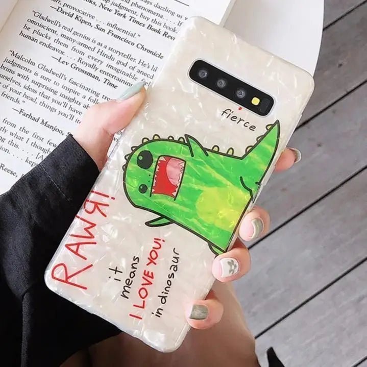 Shimmering RAWR Dinosaur Android Phone Case with Holographic Design - Cosparty