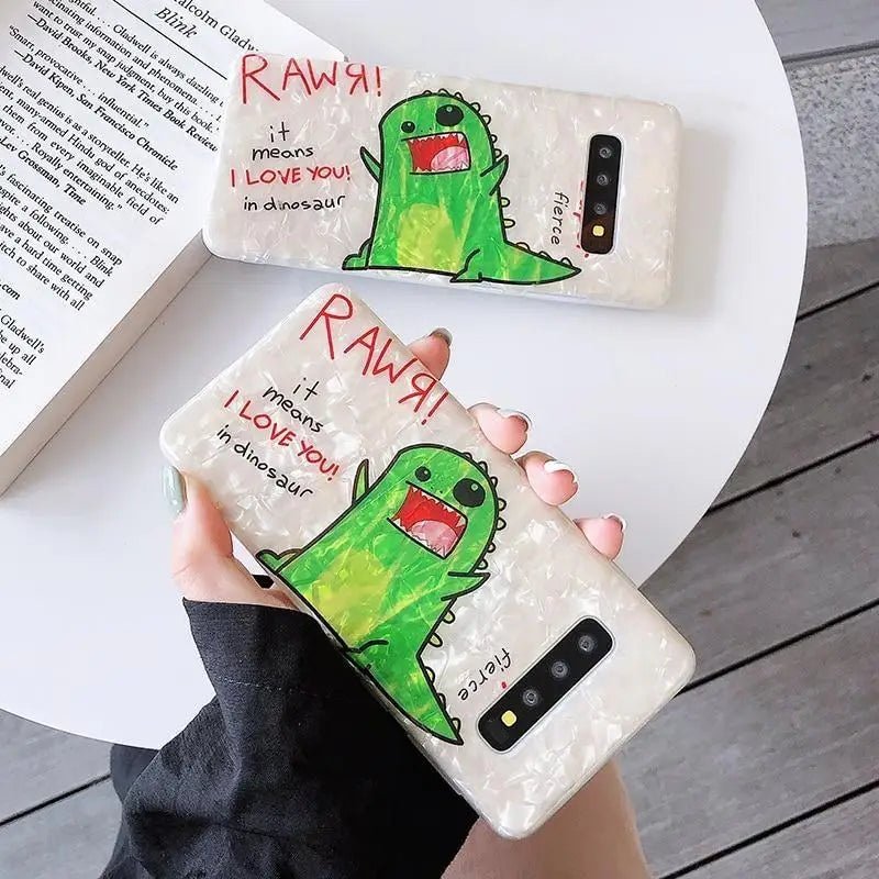 Shimmering RAWR Dinosaur Android Phone Case with Holographic Design - Cosparty