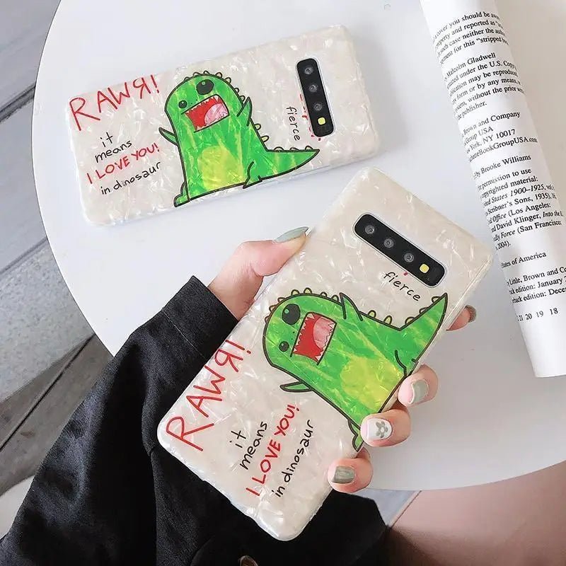Shimmering RAWR Dinosaur Android Phone Case with Holographic Design - Cosparty