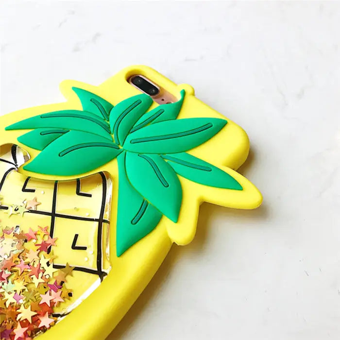 Shimmery Liquid Glitter Pineapple Shaped Phone Case - Phone Case