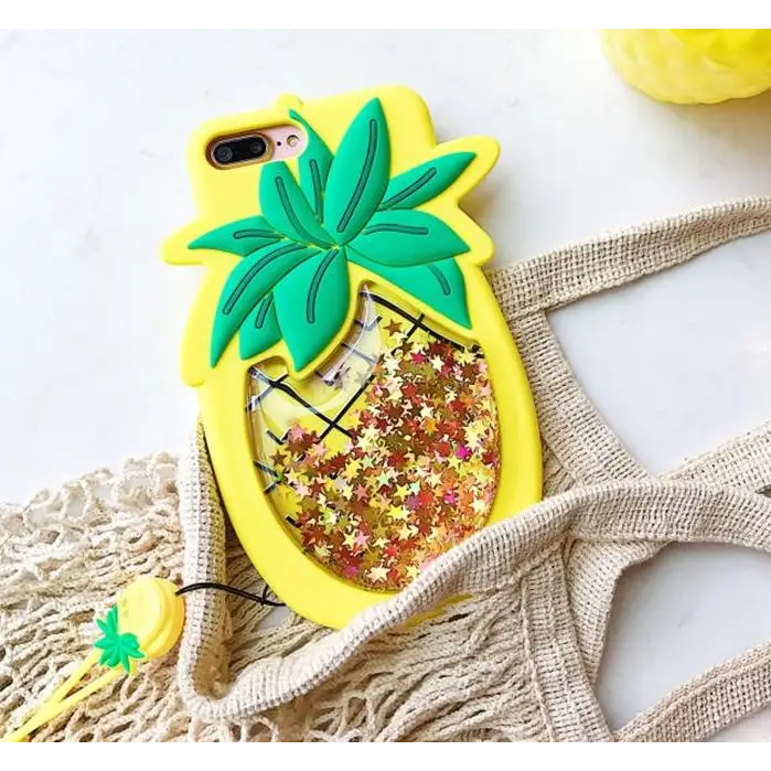 Shimmery Liquid Glitter Pineapple Shaped Phone Case - Phone Case