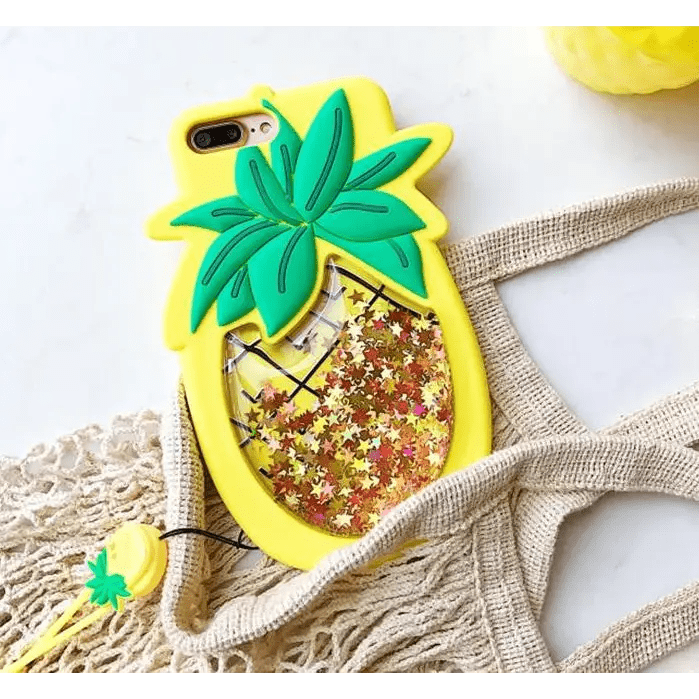 Shimmery Liquid Glitter Pineapple Shaped Phone Case - Cosparty