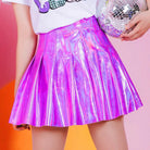 Shiny Reflective Hologram Skirt 40cm Length for Everyday Glamour - Cosparty