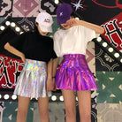 Shiny Reflective Hologram Skirt 40cm Length for Everyday Glamour - Cosparty