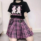 Sickly Sweet Pastel Goth Crop Top with Fighter Bunny Design - shirt