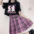 Sickly Sweet Pastel Goth Crop Top with Fighter Bunny Design - shirt