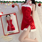 Silky Glam Santa Clause Inspired Dress with Matching Gloves - dress