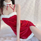 Silky Glam Santa Clause Inspired Dress with Matching Gloves - Cosparty