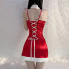 Silky Glam Santa Clause Inspired Dress with Matching Gloves - Cosparty