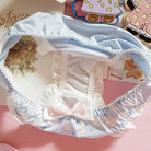 Silky Panties with Ruffle Trim and Charming Bunny Print - underwear