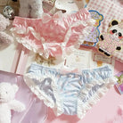 Silky Panties with Ruffle Trim and Charming Bunny Print - underwear