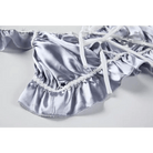 Silky Satin Lace - Up Lingerie Sleep Set with Ruffled Trim and Bows - Cosparty