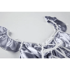 Silky Satin Lace - Up Lingerie Sleep Set with Ruffled Trim and Bows - Cosparty