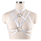 White Satin Bondage Harness Chest S&M BDSM Kink Fetish Luxury O Ring