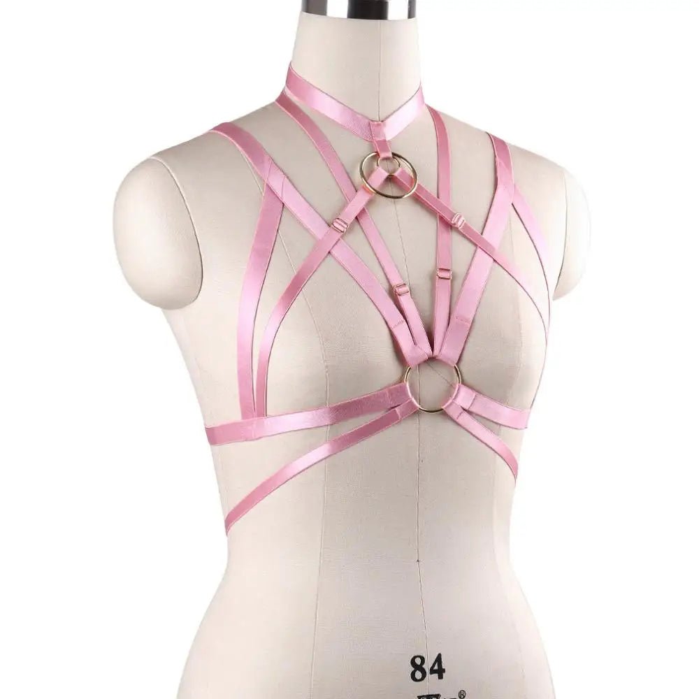 Silky Vegan Harness with Gold O - Rings and Satin Sheen - Cosparty