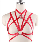 Red Satin Bondage Harness Chest S&M BDSM Kink Fetish Luxury O Ring