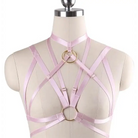 Light Pink Satin Bondage Harness Chest S&M BDSM Kink Fetish Luxury O Ring