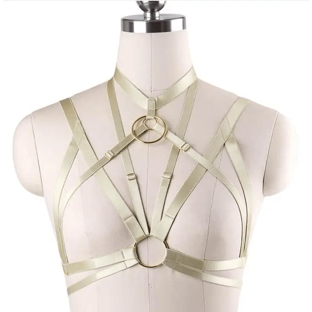 Silky Vegan Harness with Gold O - Rings and Satin Sheen - Cosparty