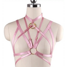 Pink Satin Bondage Harness Chest S&M BDSM Kink Fetish Luxury O Ring