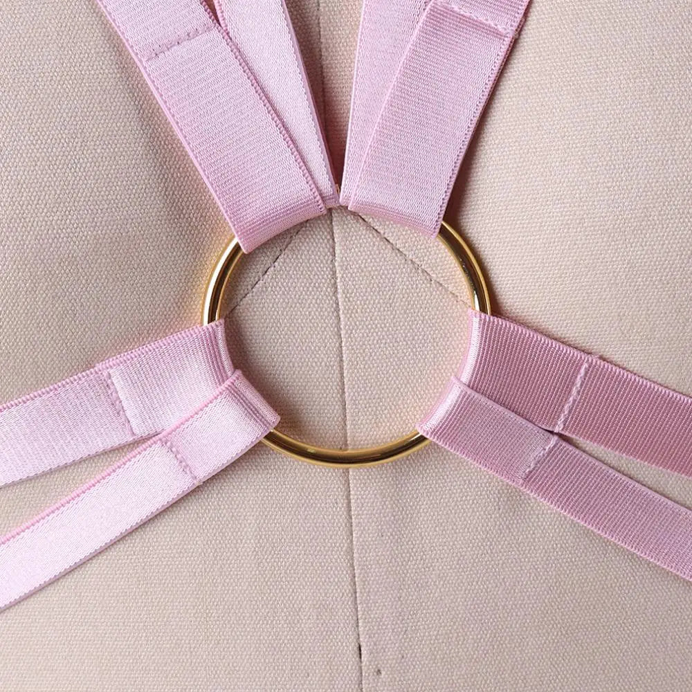 Silky Vegan Harness with Gold O - Rings and Satin Sheen - Cosparty