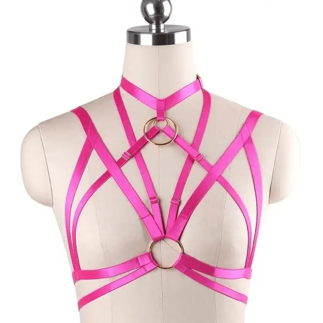 Silky Vegan Harness with Gold O - Rings and Satin Sheen - Cosparty