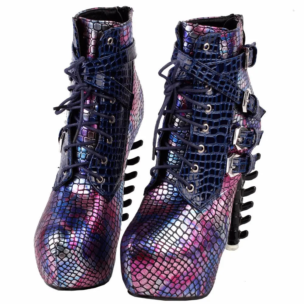 Sky High Vegan Punk Rock Snakeskin Boots in Bold Colors - Shoes