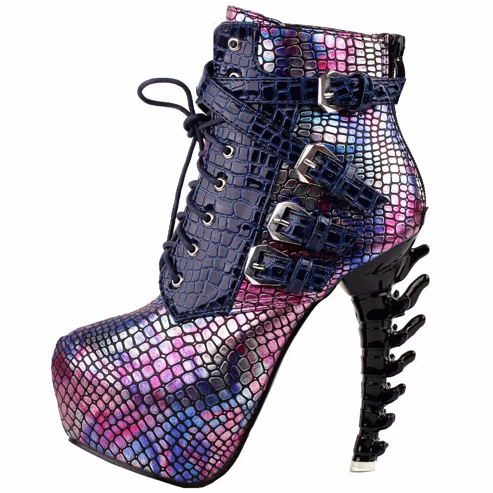 Sky High Vegan Punk Rock Snakeskin Boots in Bold Colors - Shoes