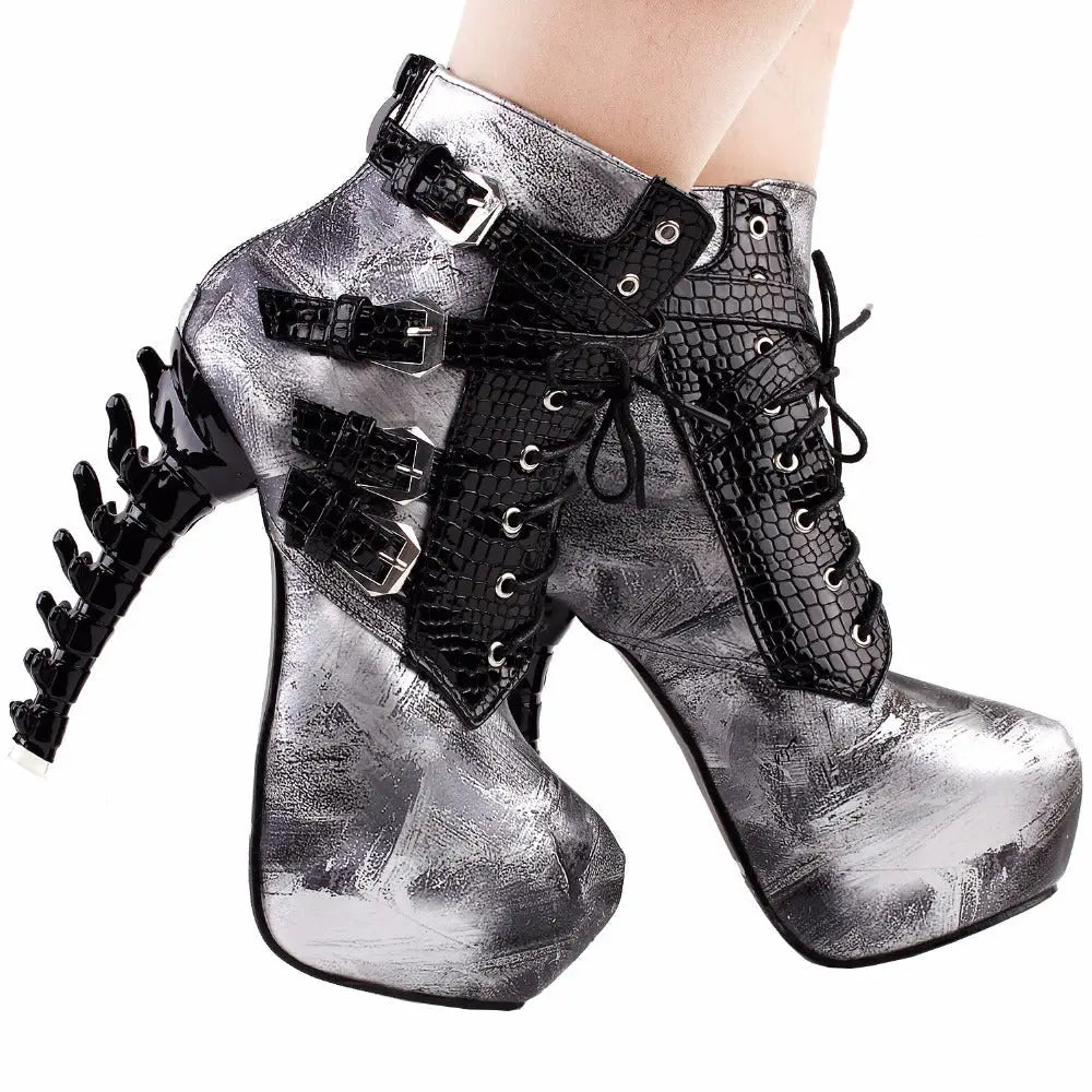 Sky High Vegan Punk Rock Snakeskin Boots in Bold Colors - Shoes