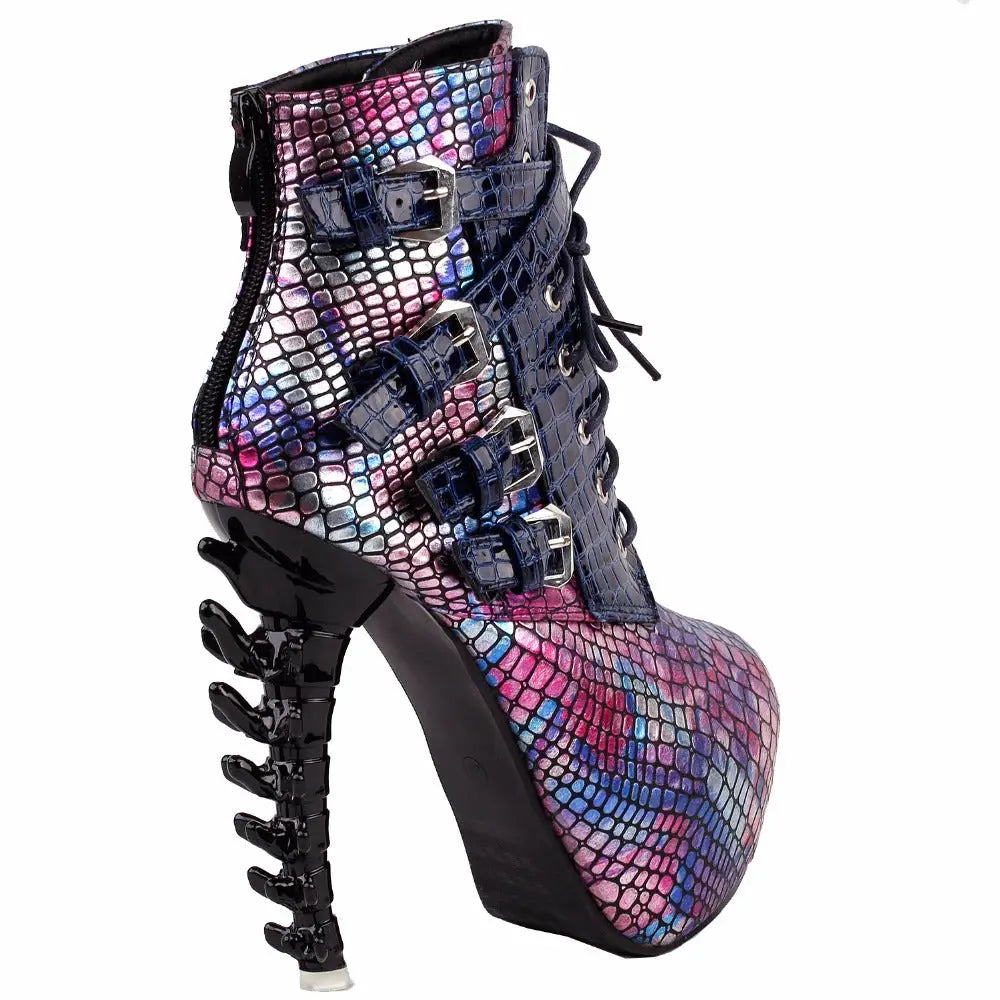 Sky High Vegan Punk Rock Snakeskin Boots in Bold Colors - Shoes