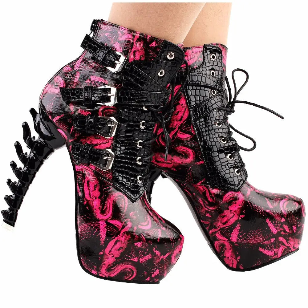 Sky High Vegan Punk Rock Snakeskin Boots in Bold Colors - Shoes