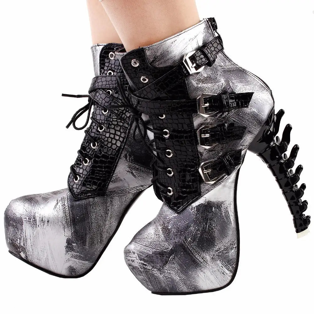 Sky High Vegan Punk Rock Snakeskin Boots in Bold Colors - Shoes