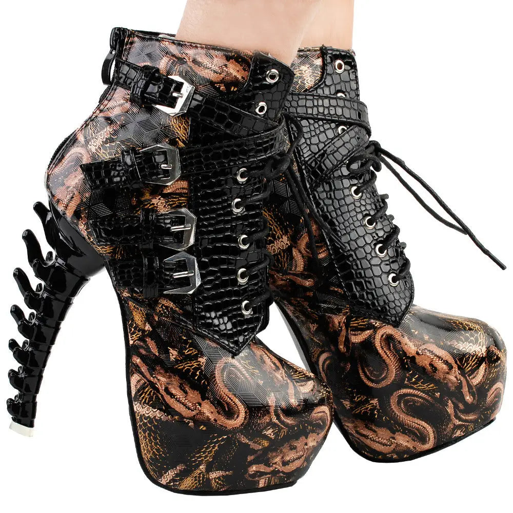 Sky High Vegan Punk Rock Snakeskin Boots in Bold Colors - Shoes