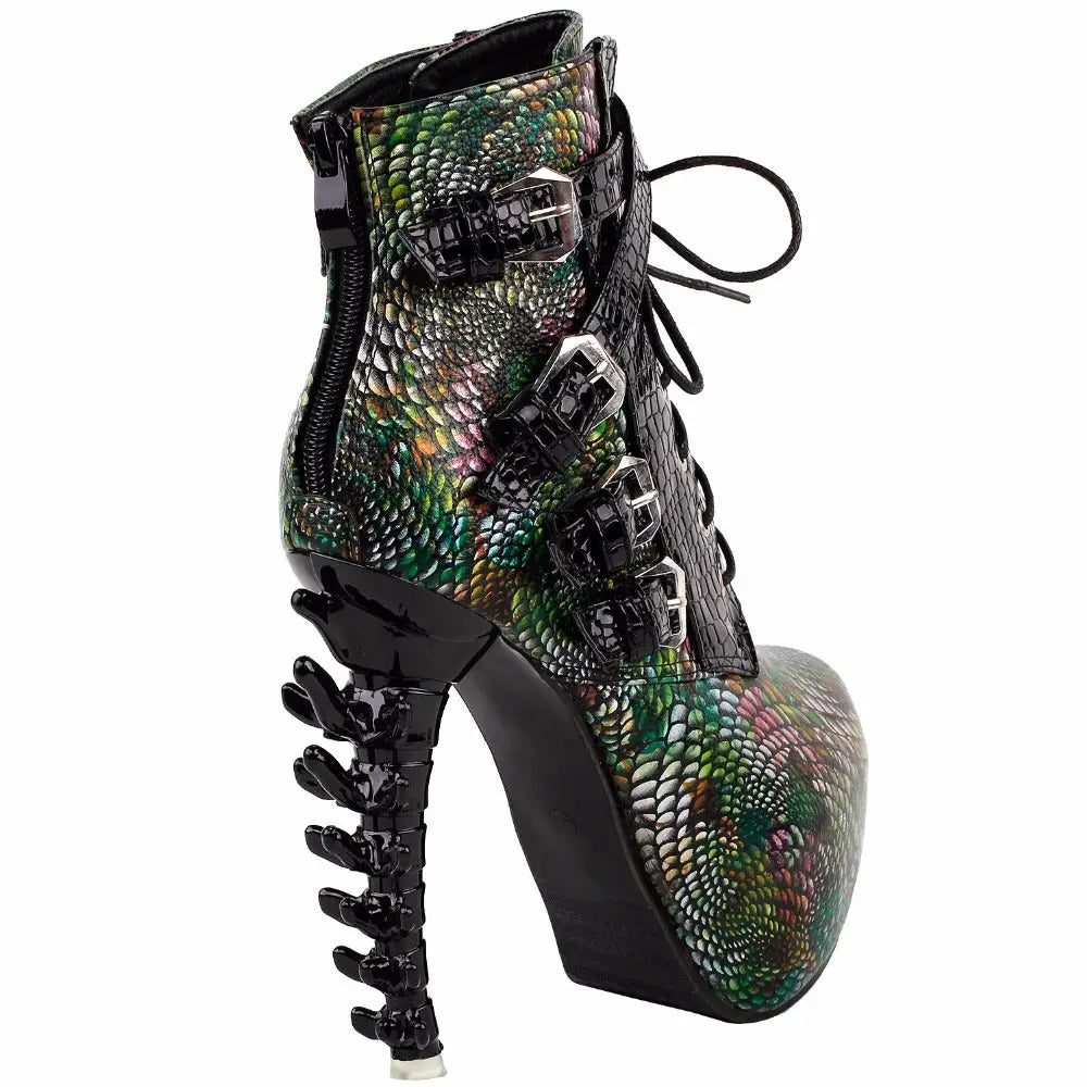 Sky High Vegan Punk Rock Snakeskin Boots in Bold Colors - Shoes