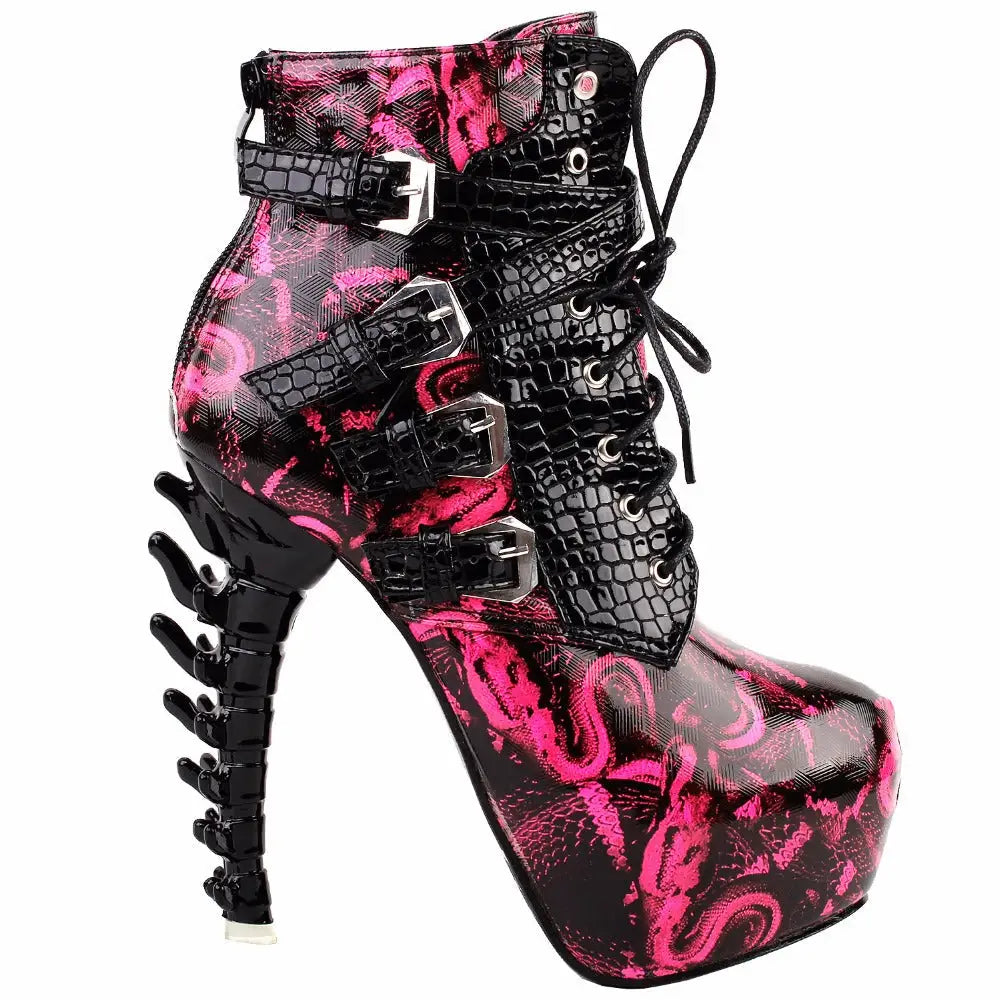 Sky High Vegan Punk Rock Snakeskin Boots in Bold Colors - Shoes