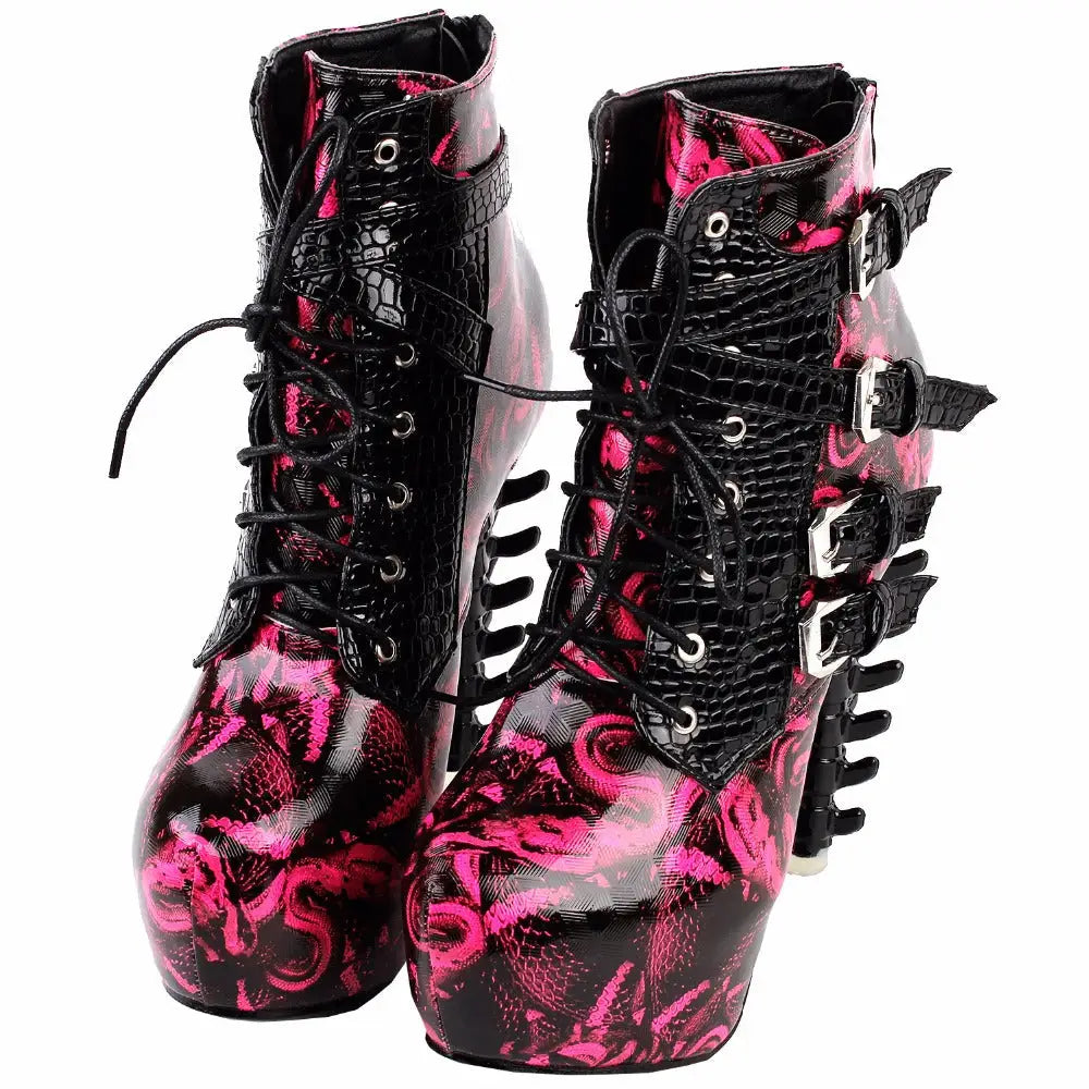 Sky High Vegan Punk Rock Snakeskin Boots in Bold Colors - Shoes