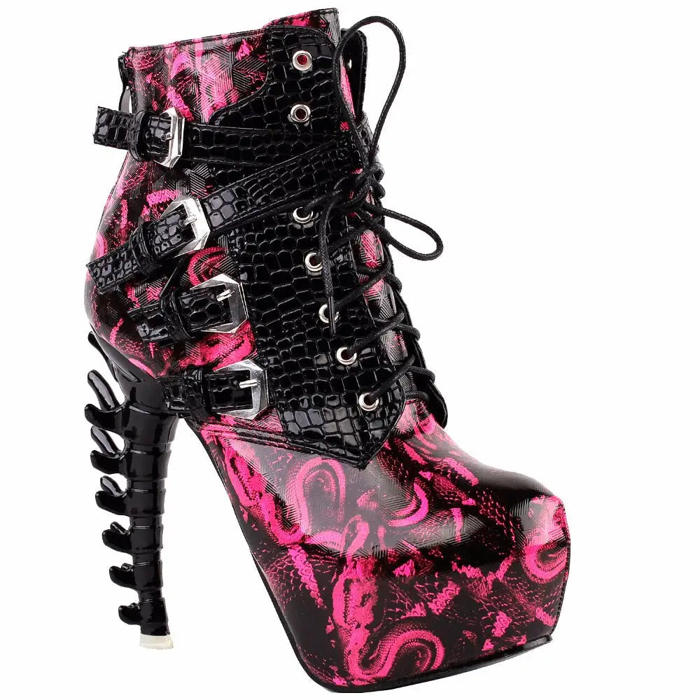 Sky High Vegan Punk Rock Snakeskin Boots in Bold Colors - Shoes