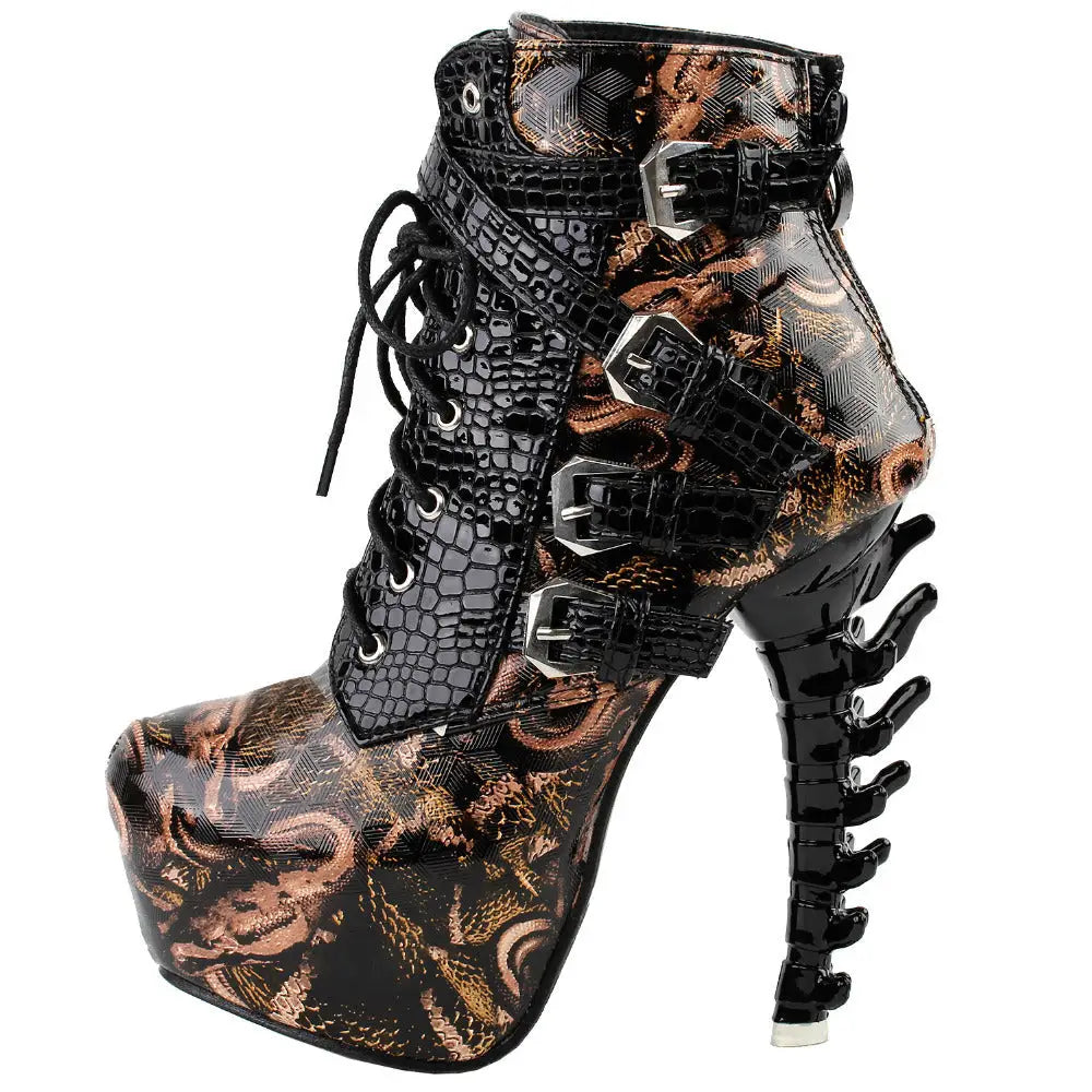 Sky High Vegan Punk Rock Snakeskin Boots in Bold Colors - Shoes