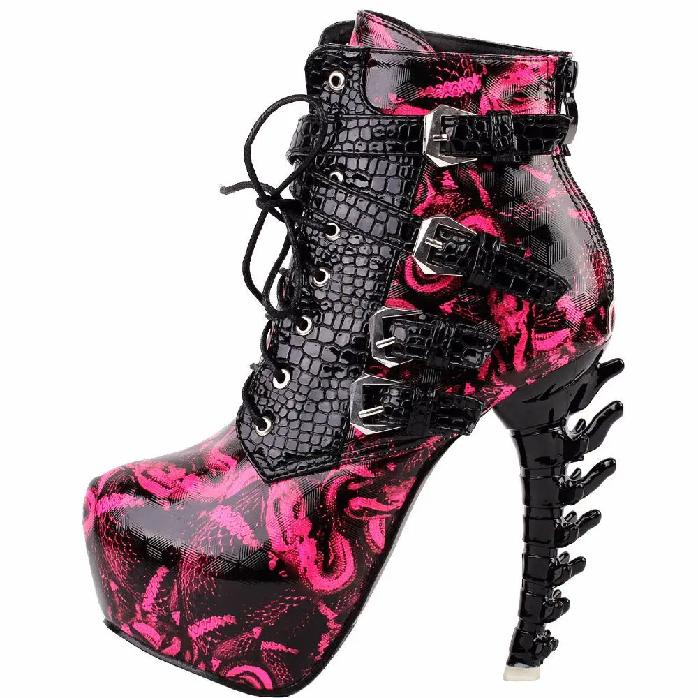 Sky High Vegan Punk Rock Snakeskin Boots in Bold Colors - Shoes