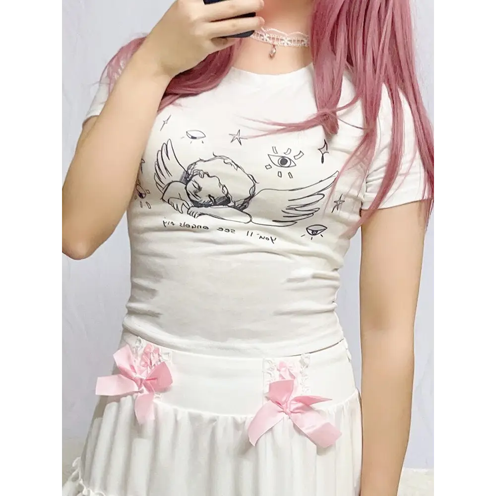 Sleepy Angel Tee for Fairycore and Angelcore Aesthetics - shirt