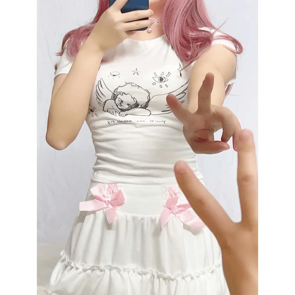 Sleepy Angel Tee for Fairycore and Angelcore Aesthetics - Cosparty
