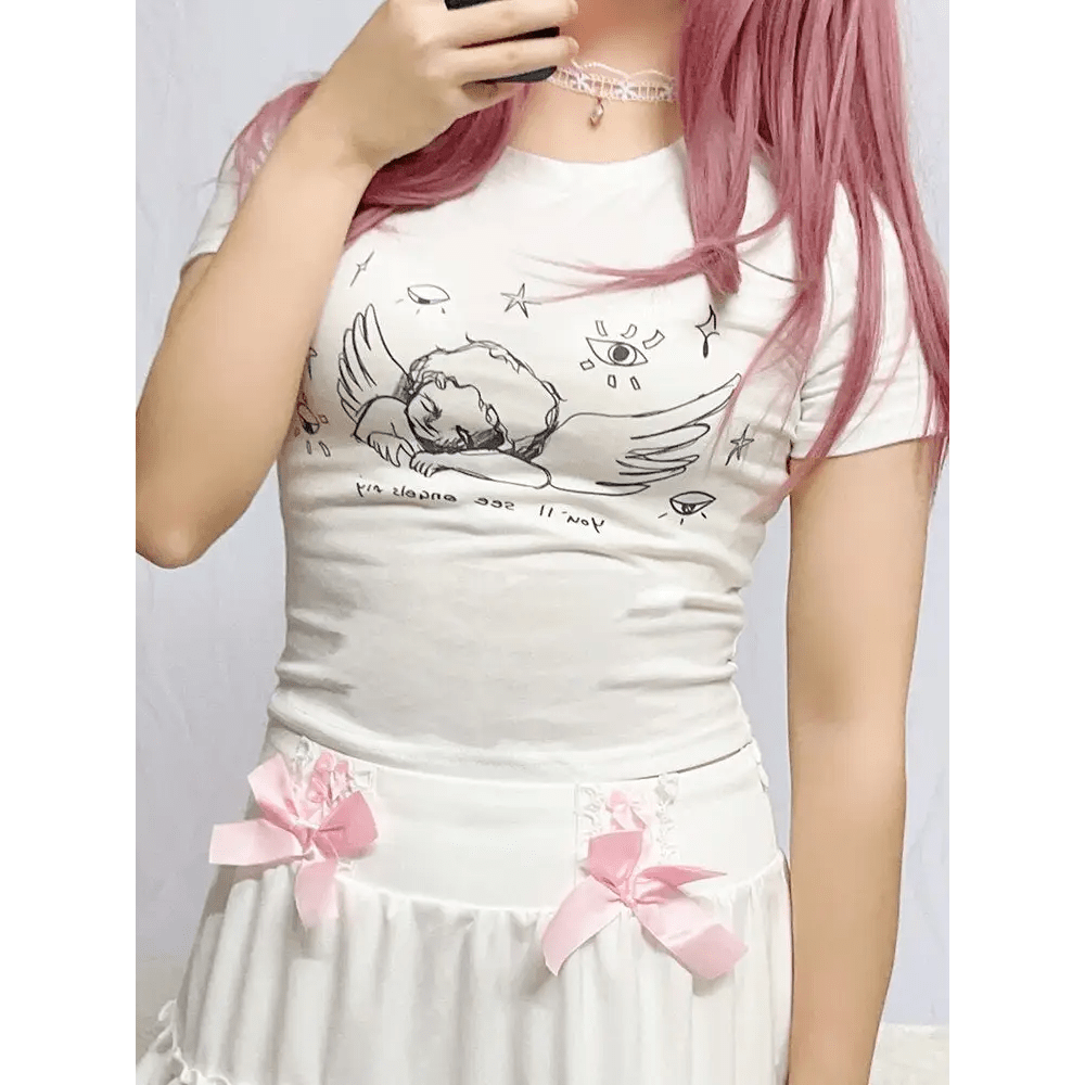 Sleepy Angel Tee for Fairycore and Angelcore Aesthetics - Cosparty