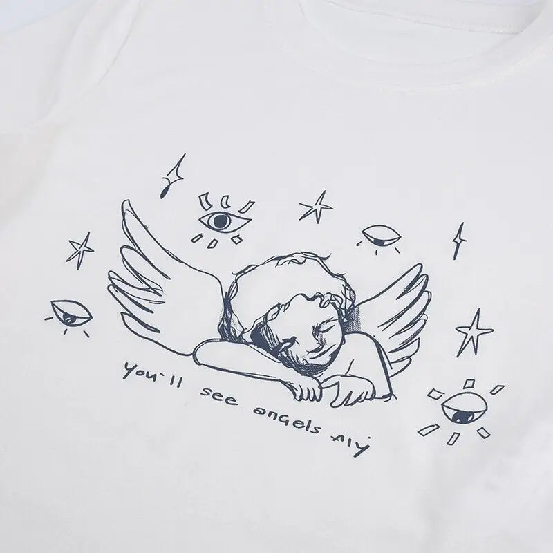 Sleepy Angel Tee for Fairycore and Angelcore Aesthetics - shirt