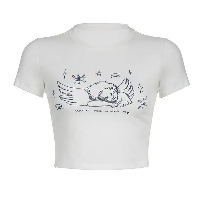 Sleepy Angel Tee for Fairycore and Angelcore Aesthetics - Cosparty
