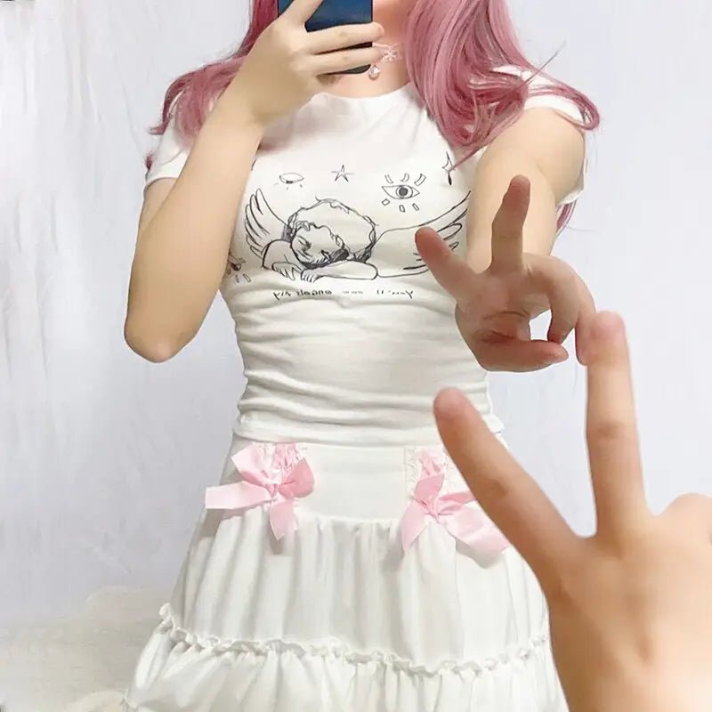 Sleepy Angel Tee for Fairycore and Angelcore Aesthetics - Cosparty