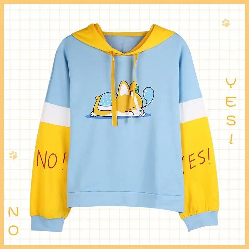 Sleepy Puppy Dog Hoodie in Pastel Colors - sweater