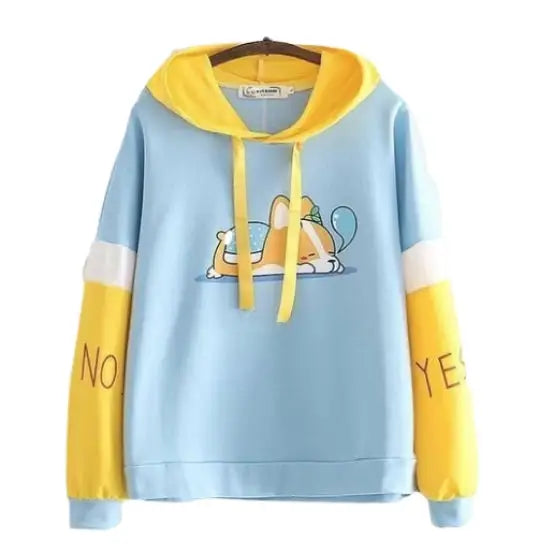 Sleepy Puppy Dog Hoodie in Pastel Colors - sweater